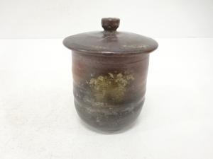 備前焼　作家物　蓋付湯呑(保護箱付)